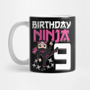 Birthday Ninja 9 Girl Pink Shinobi Themed 9th B-Day Party Mug